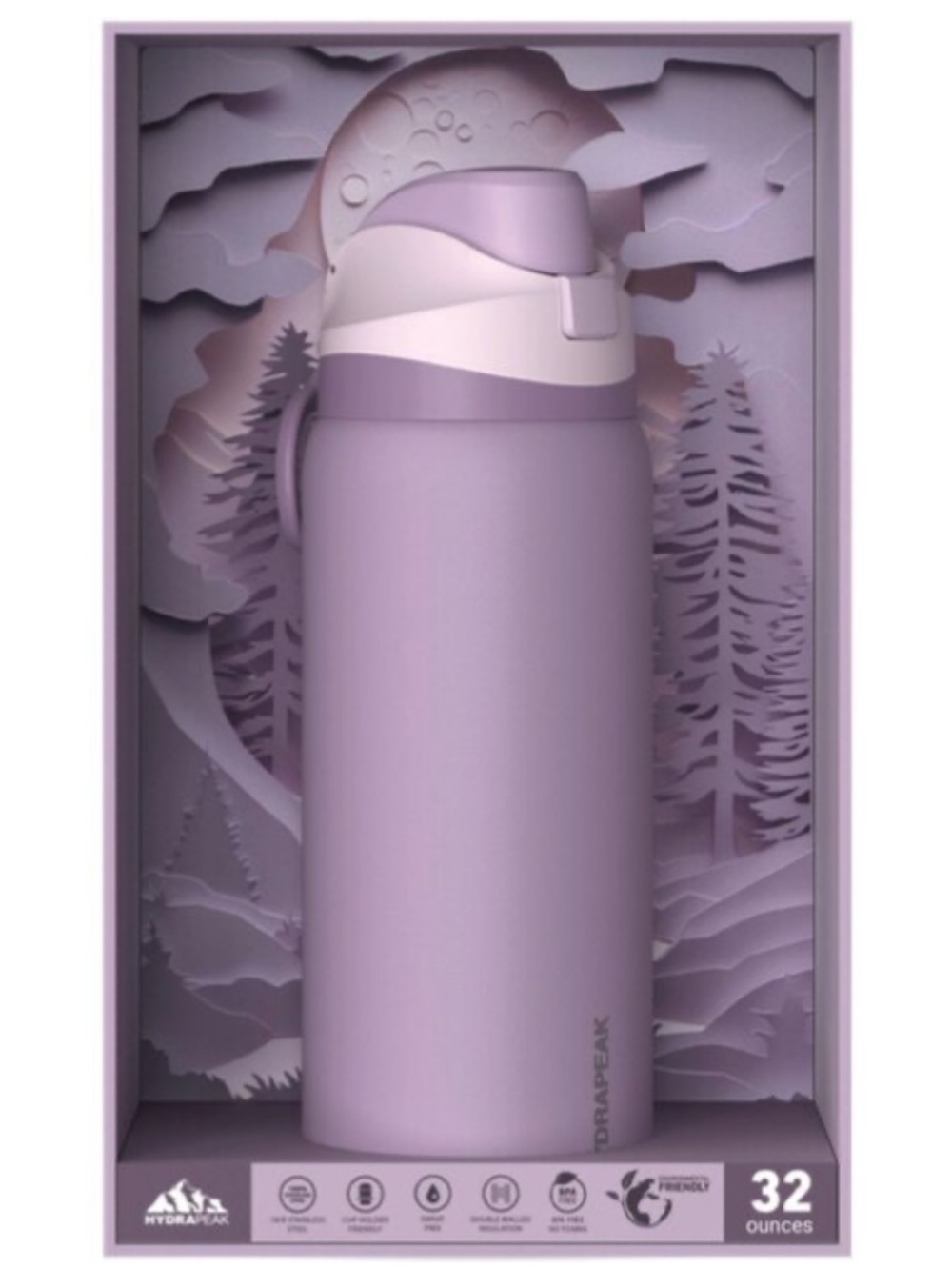 Hydrapeak 32oz Lavender Vacuum Insulated Water Bottle New